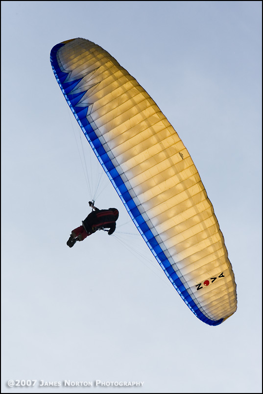 Paraglider Pilot Flying Wood Rat Mountain